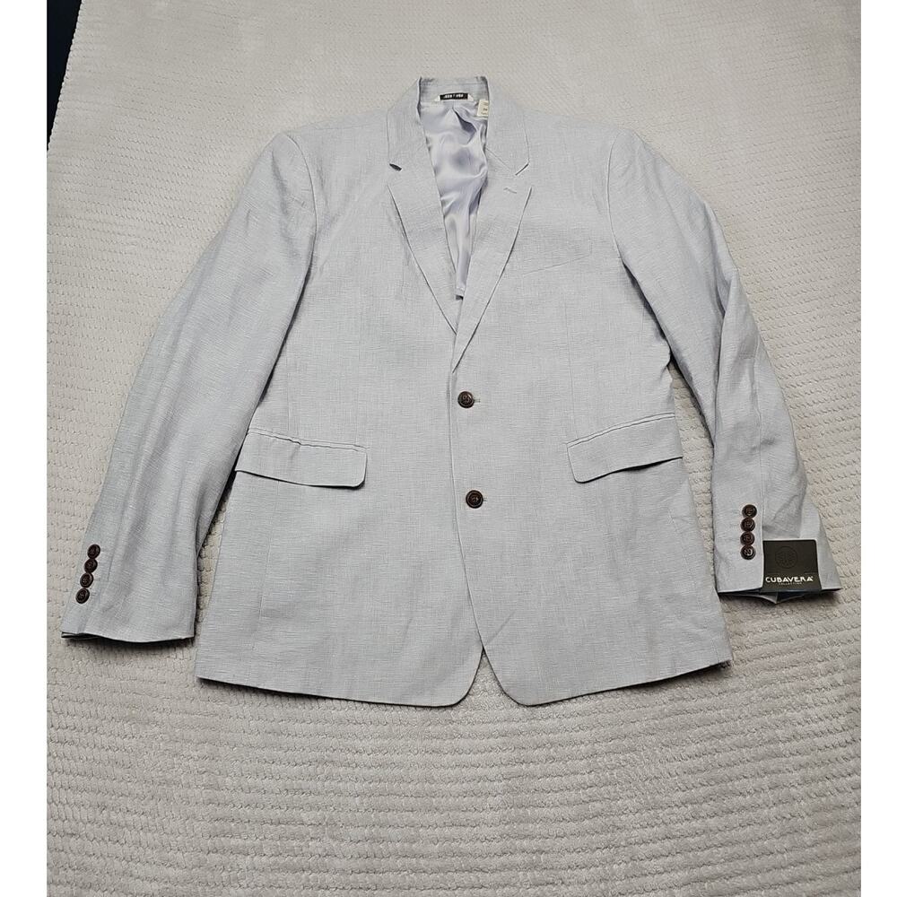 Cubavera Blazer Mens XL 100% Linen Gray 2 Button Sports Coat
